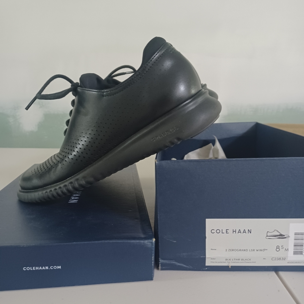 Cole Haan Black Zerogrand Leather Oxfords - Picture 3 of 4